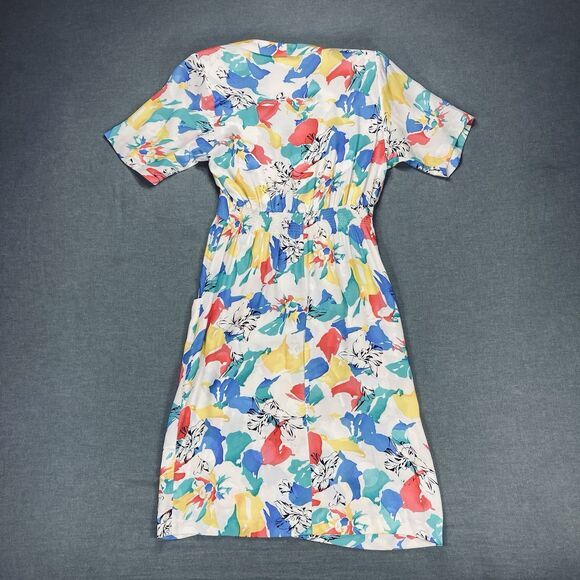 SILK STUDIO For Petites Maxi Dress 12 Vintage Tropical Floral 80s Coastal Summer - Picture 6 of 16